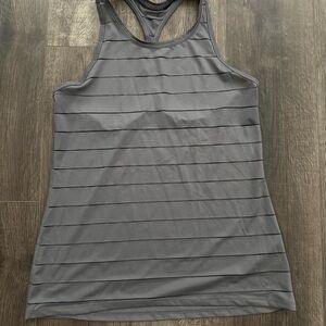 Athleta Charcoal Gray mesh stripe Tank Top